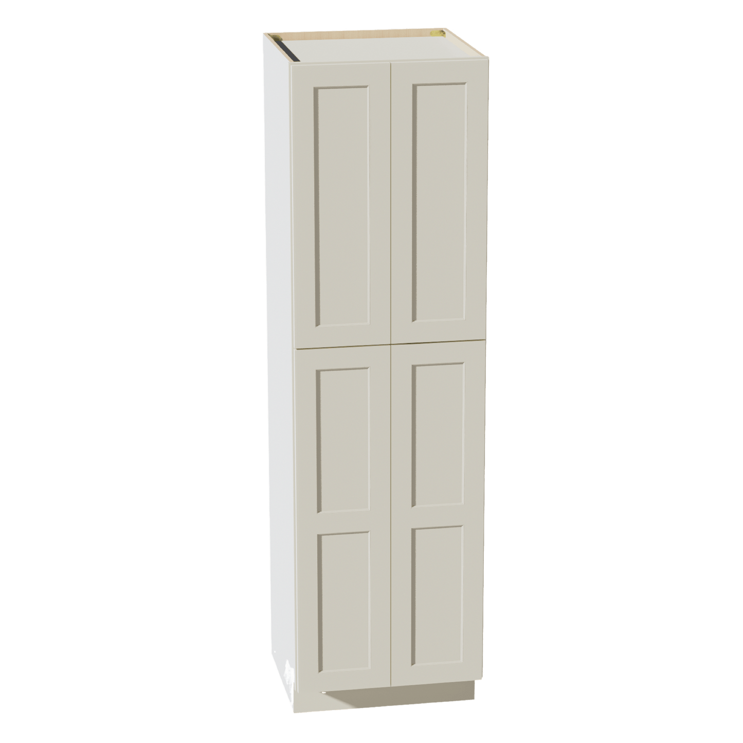 TW - TP2484: Creamy White Shaker 24"W x 84"H x 24"D 4 Door & 5 Shelves Tall Shelf Pantry Cabinets - NextCabinets