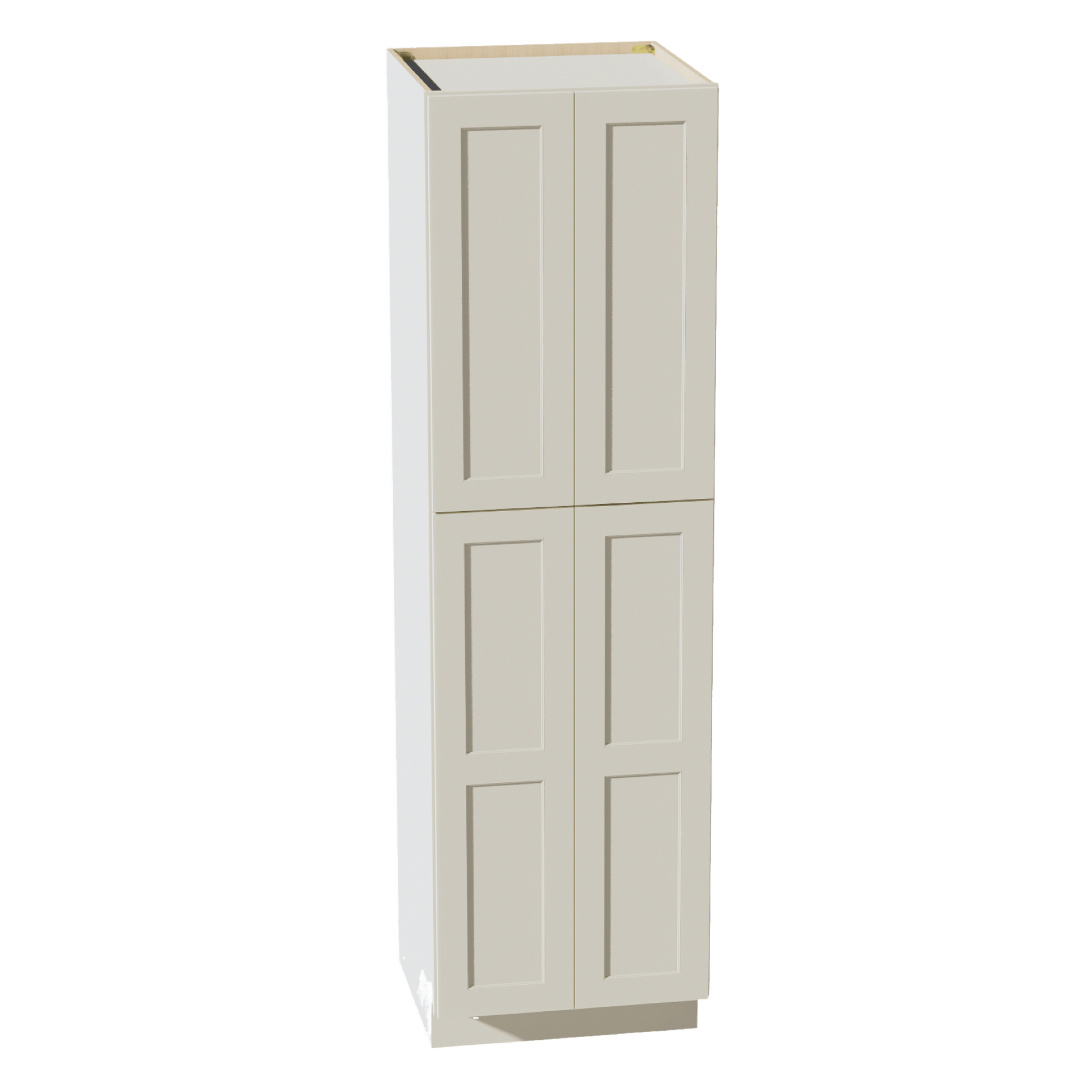 TW - TP2484: Creamy White Shaker 24"W x 84"H x 24"D 4 Door & 5 Shelves Tall Shelf Pantry Cabinets - NextCabinets