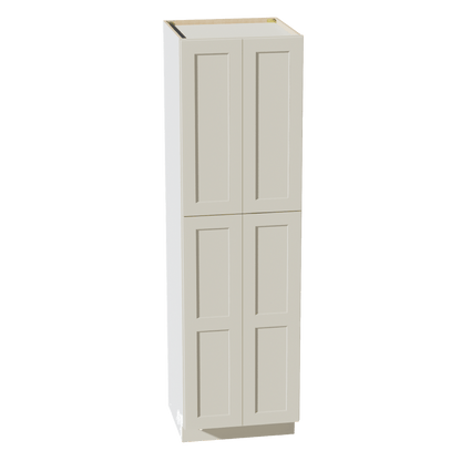 TW - TP2484: Creamy White Shaker 24"W x 84"H x 24"D 4 Door & 5 Shelves Tall Shelf Pantry Cabinets - NextCabinets