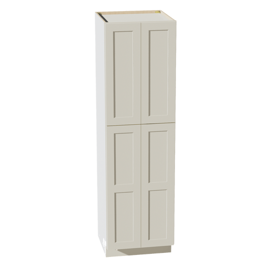 TW - TP2484: Creamy White Shaker 24"W x 84"H x 24"D 4 Door & 5 Shelves Tall Shelf Pantry Cabinets - NextCabinets