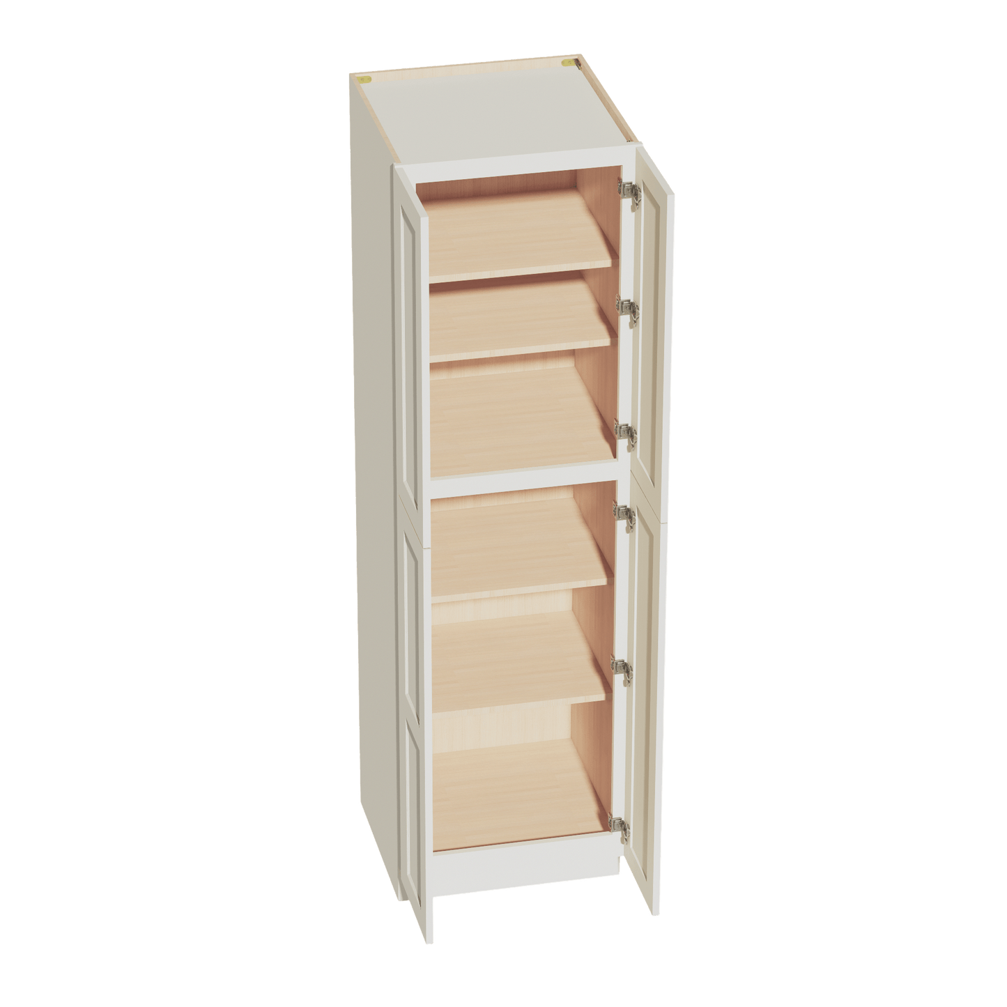 TW - TP2484: Creamy White Shaker 24"W x 84"H x 24"D 4 Door & 5 Shelves Tall Shelf Pantry Cabinets - NextCabinets