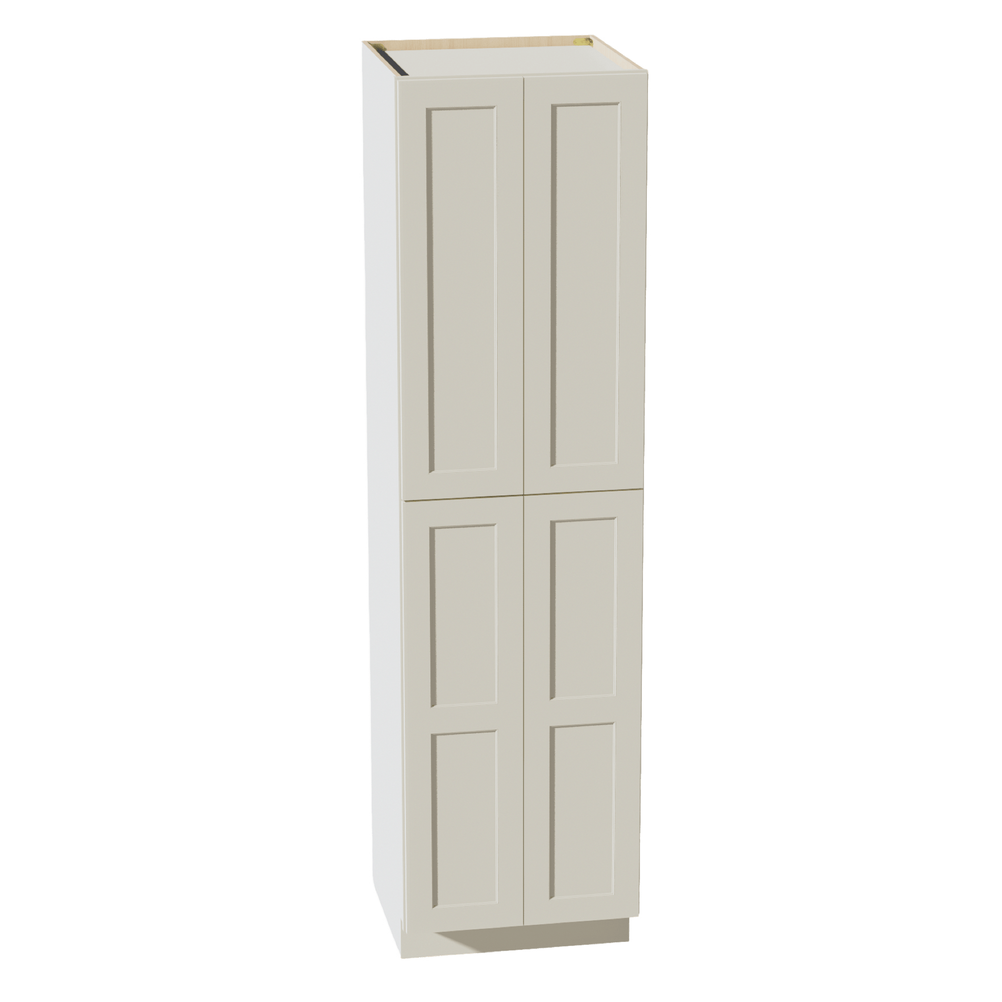 TW - TP2490: Creamy White Shaker 24"W x 90"H x 24"D 4 Door & 5 Shelves Tall Shelf Pantry Cabinets - NextCabinets