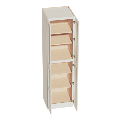 TW - TP2490: Creamy White Shaker 24"W x 90"H x 24"D 4 Door & 5 Shelves Tall Shelf Pantry Cabinets - NextCabinets