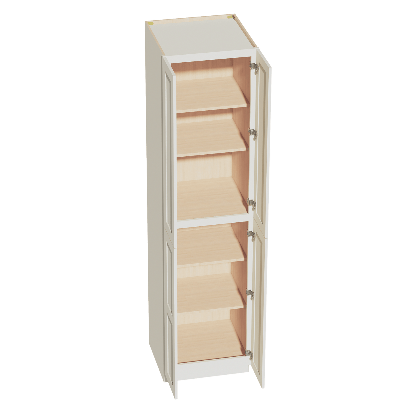 TW - TP2496: Creamy White Shaker 24"W x 96"H x 24"D 4 Door & 6 Shelves Tall Shelf Pantry Cabinets - NextCabinets