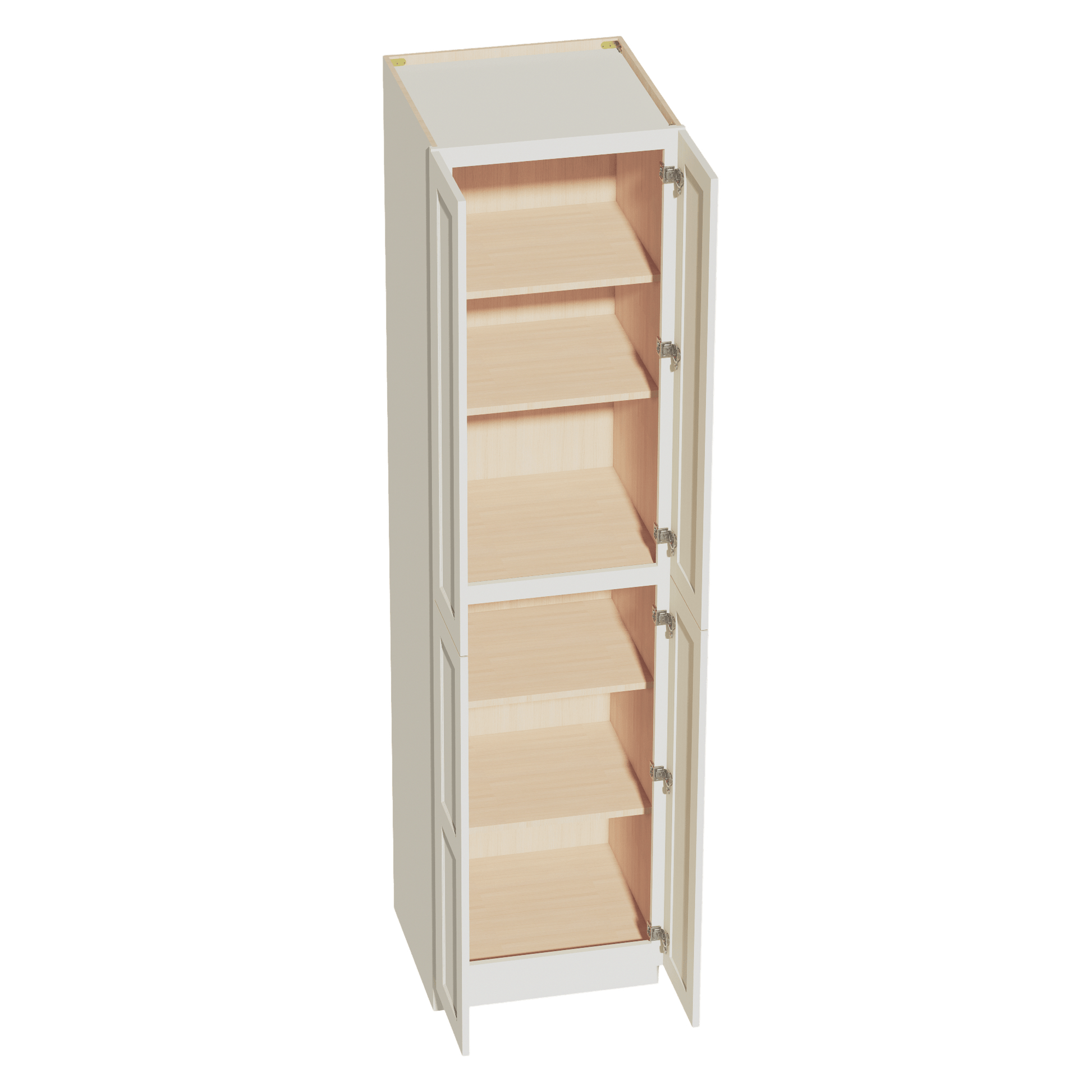 TW - TP2496: Creamy White Shaker 24"W x 96"H x 24"D 4 Door & 6 Shelves Tall Shelf Pantry Cabinets - NextCabinets
