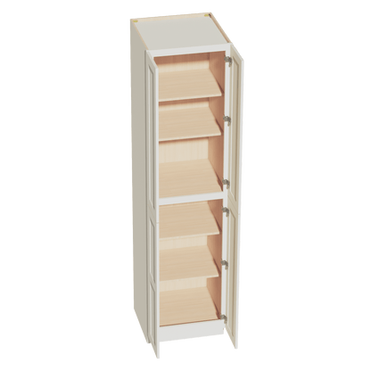 TW - TP2496: Creamy White Shaker 24"W x 96"H x 24"D 4 Door & 6 Shelves Tall Shelf Pantry Cabinets - NextCabinets