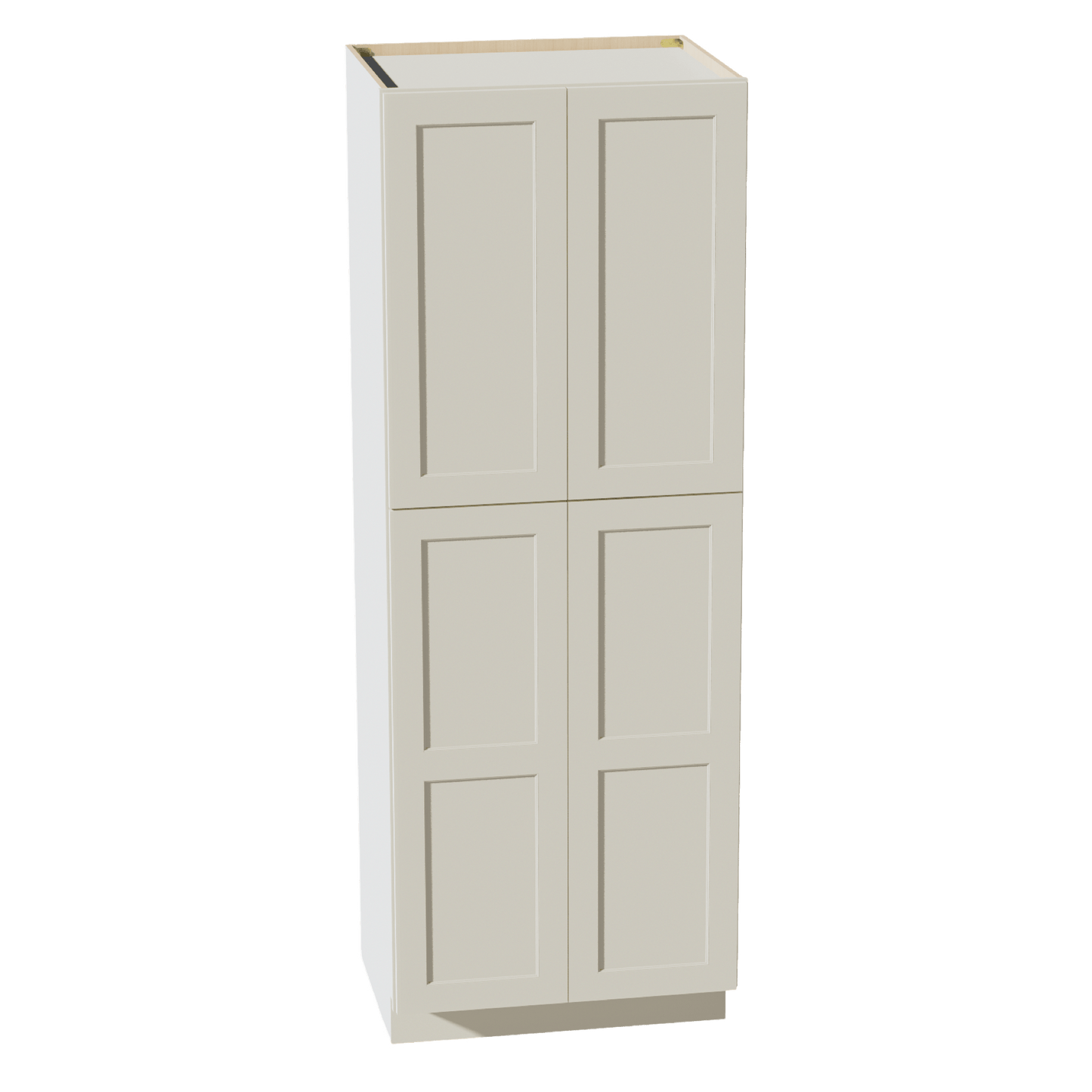 TW - TP3084: Creamy White Shaker 30"W x 84"H x 24"D 4 Door & 5 Shelves Tall Shelf Pantry Cabinets - NextCabinets