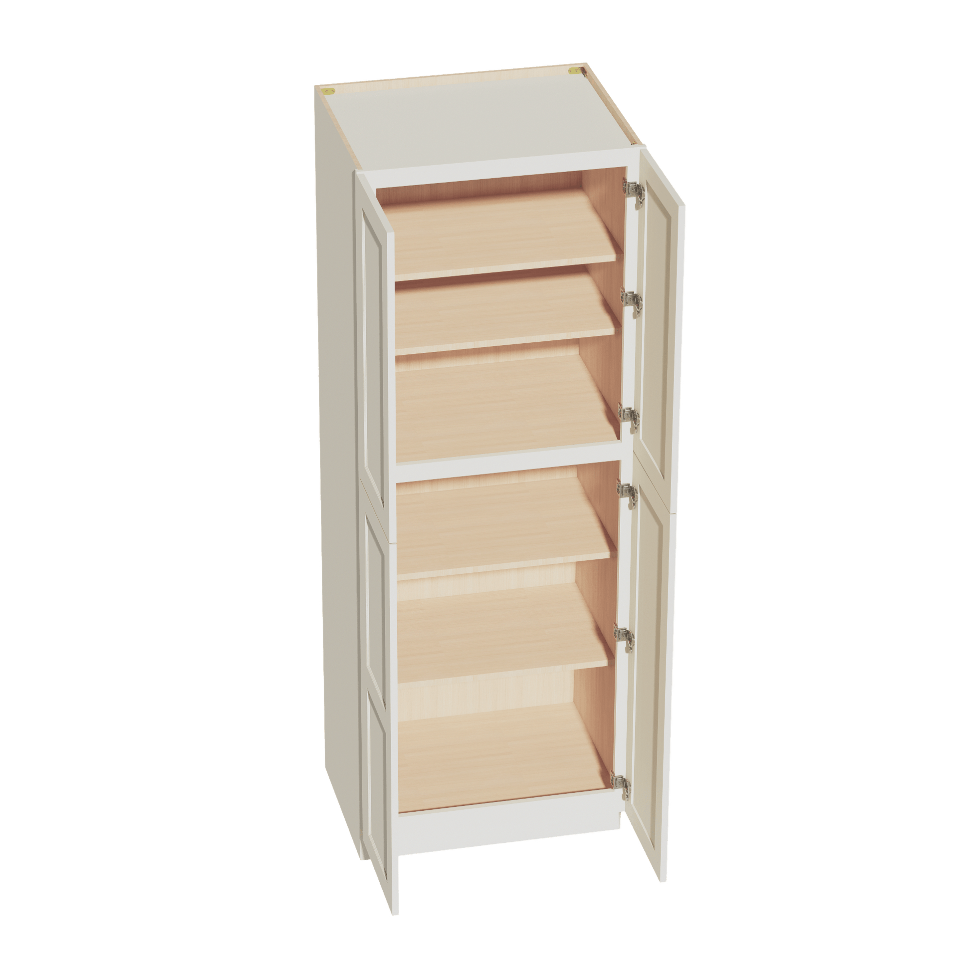 TW - TP3084: Creamy White Shaker 30"W x 84"H x 24"D 4 Door & 5 Shelves Tall Shelf Pantry Cabinets - NextCabinets