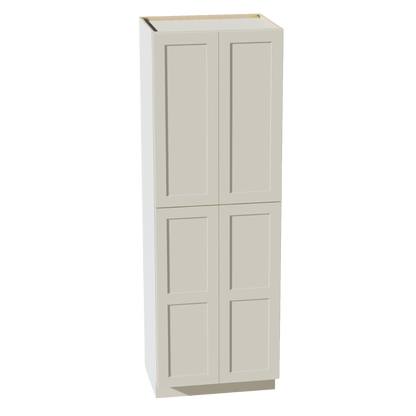 TW - TP3090: Creamy White Shaker 30"W x 90"H x 24"D 4 Door & 5 Shelves Tall Shelf Pantry Cabinets - NextCabinets