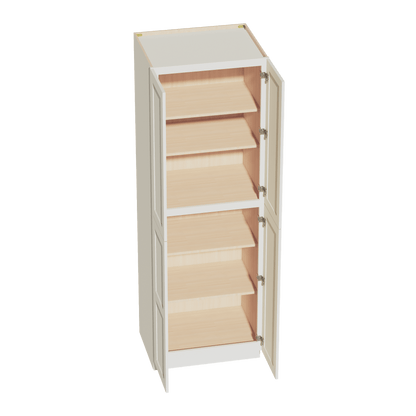 TW - TP3090: Creamy White Shaker 30"W x 90"H x 24"D 4 Door & 5 Shelves Tall Shelf Pantry Cabinets - NextCabinets