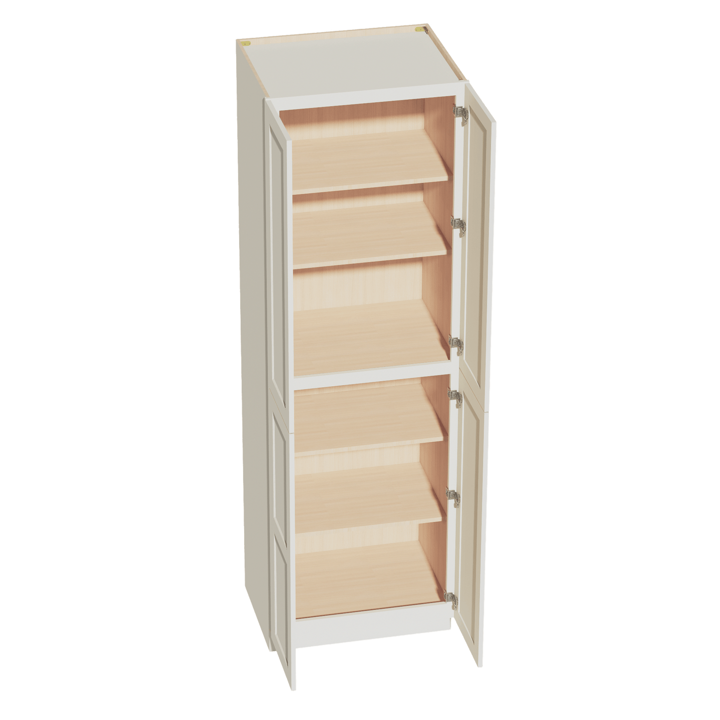 TW - TP3096: Creamy White Shaker 30"W x 96"H x 24"D 2 Doors & 6 Shelves Tall Shelf Pantry Cabinets - NextCabinets