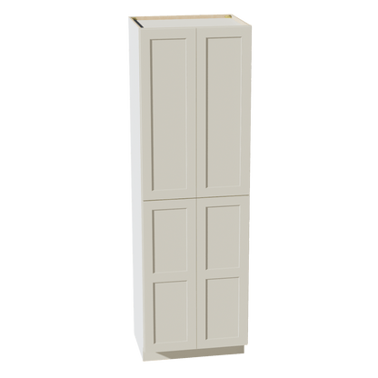 TW - TP3096: Creamy White Shaker 30"W x 96"H x 24"D 2 Doors & 6 Shelves Tall Shelf Pantry Cabinets - NextCabinets