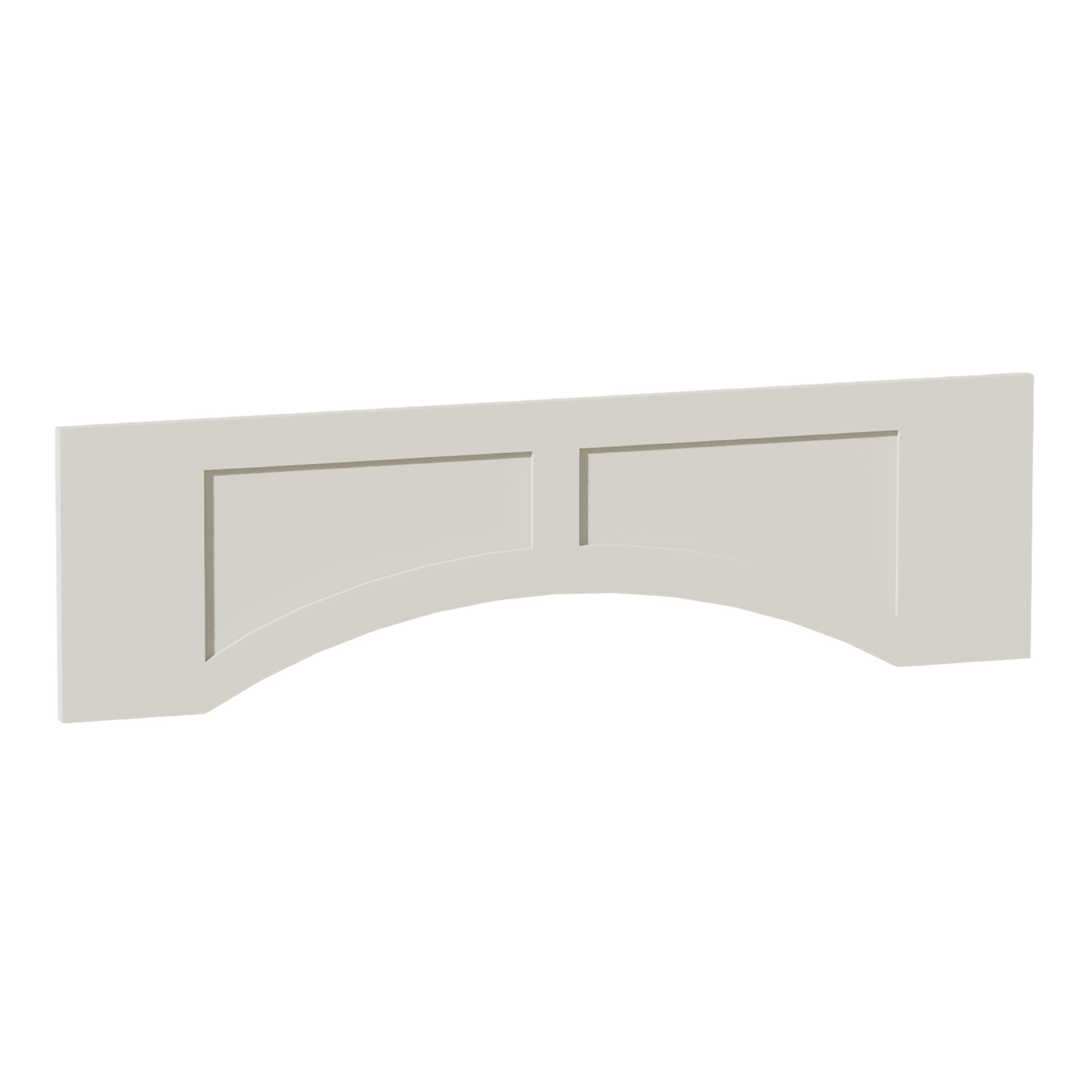 TW - VARP42: Creamy White Shaker 42"W x 12"H x 3/4"D Arched Valance with Raised Panel - NextCabinets