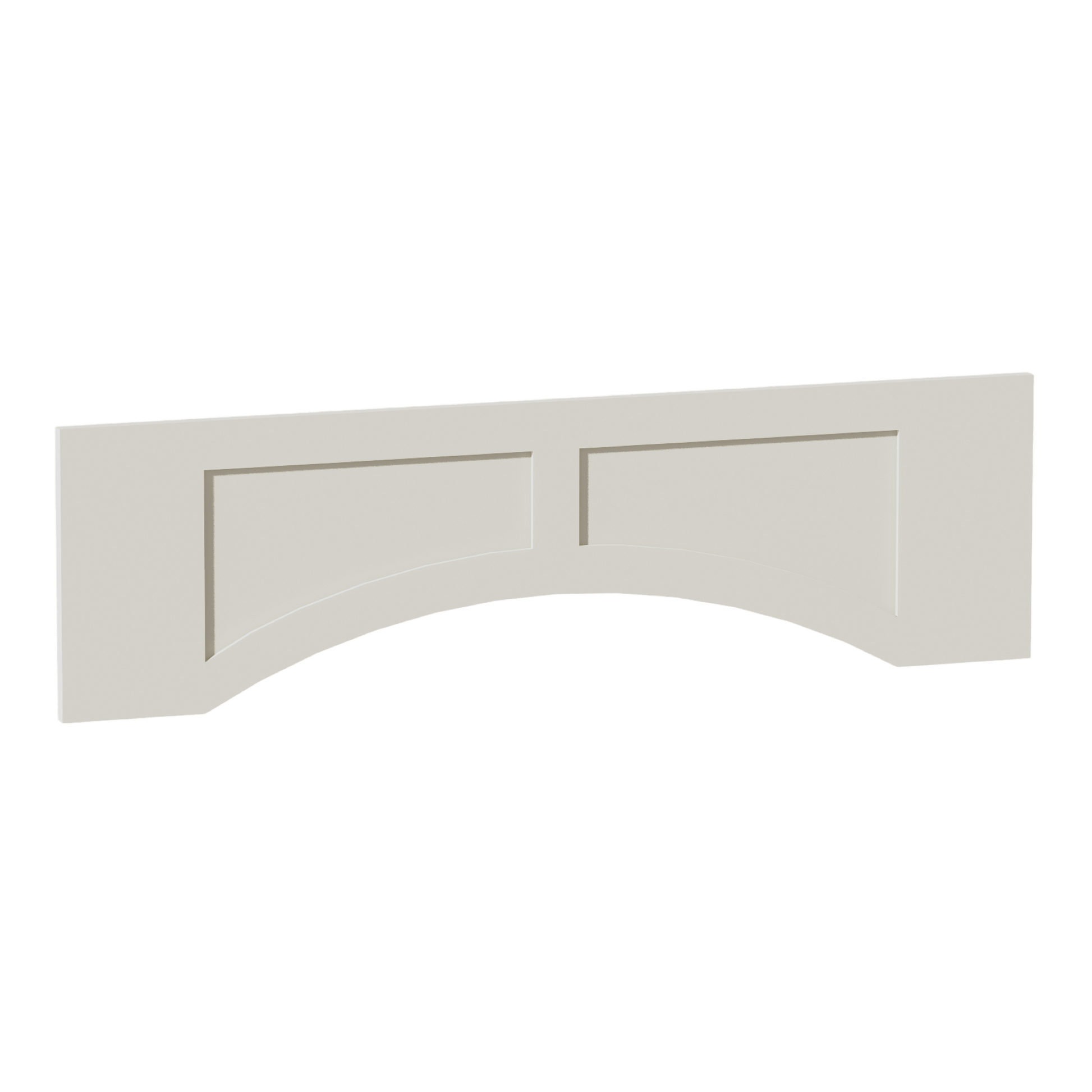 TW - VARP42: Creamy White Shaker 42"W x 12"H x 3/4"D Arched Valance with Raised Panel - NextCabinets