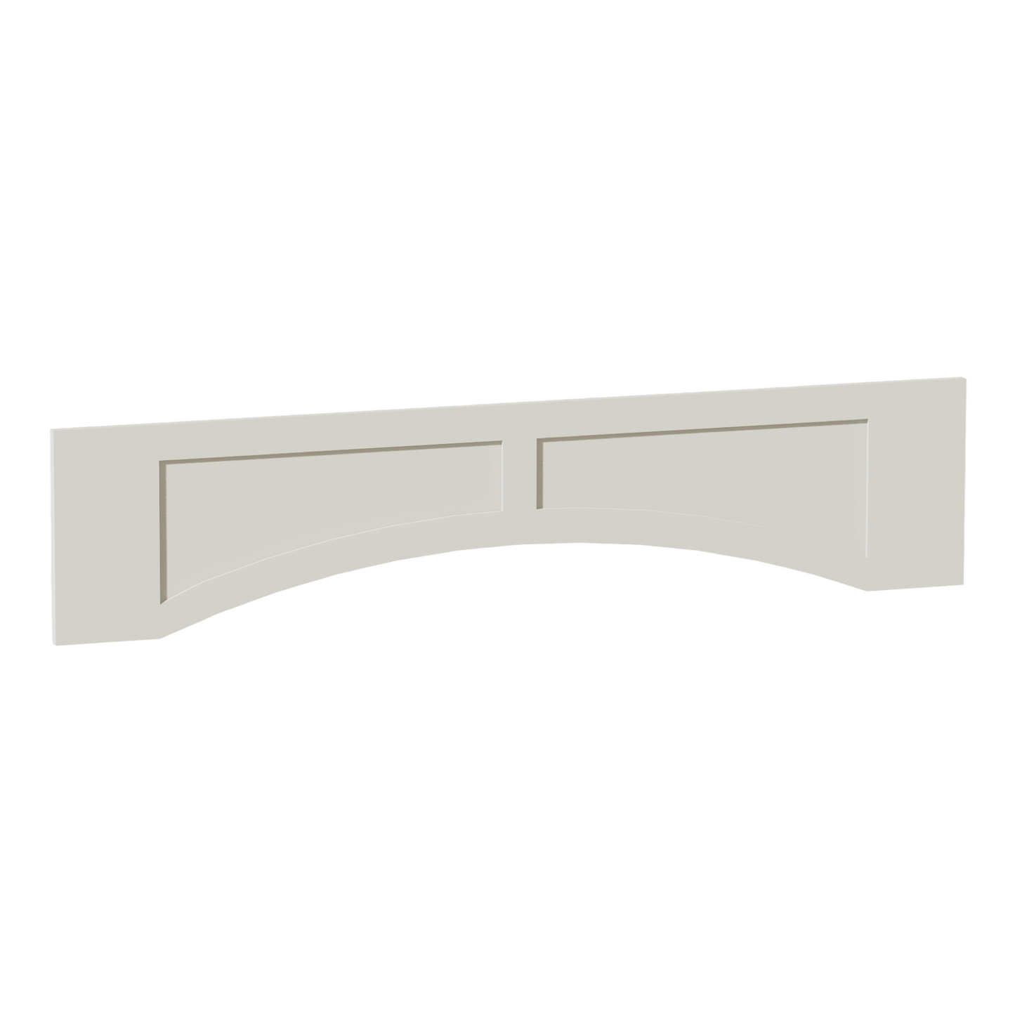 TW - VARP54: Creamy White Shaker 54"W x 12"H x 3/4"D Arched Valance with Raised Panel - NextCabinets
