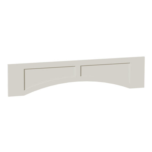 TW - VARP54: Creamy White Shaker 54"W x 12"H x 3/4"D Arched Valance with Raised Panel - NextCabinets