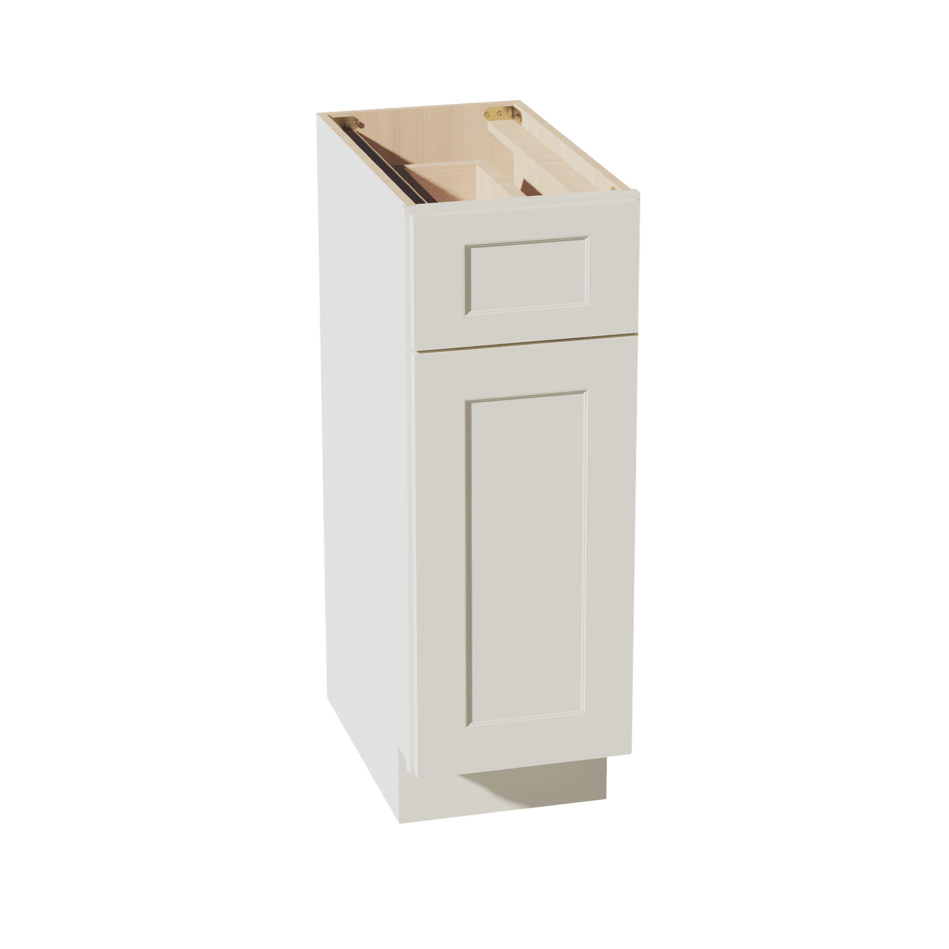 TW - VB1221: Creamy White Shaker 12"W x 34 - 1/2"H x 21"D 1 Door & 1 Drawer Single Door Vanity Base Cabinets - NextCabinets