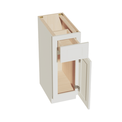 TW - VB1221: Creamy White Shaker 12"W x 34 - 1/2"H x 21"D 1 Door & 1 Drawer Single Door Vanity Base Cabinets - NextCabinets