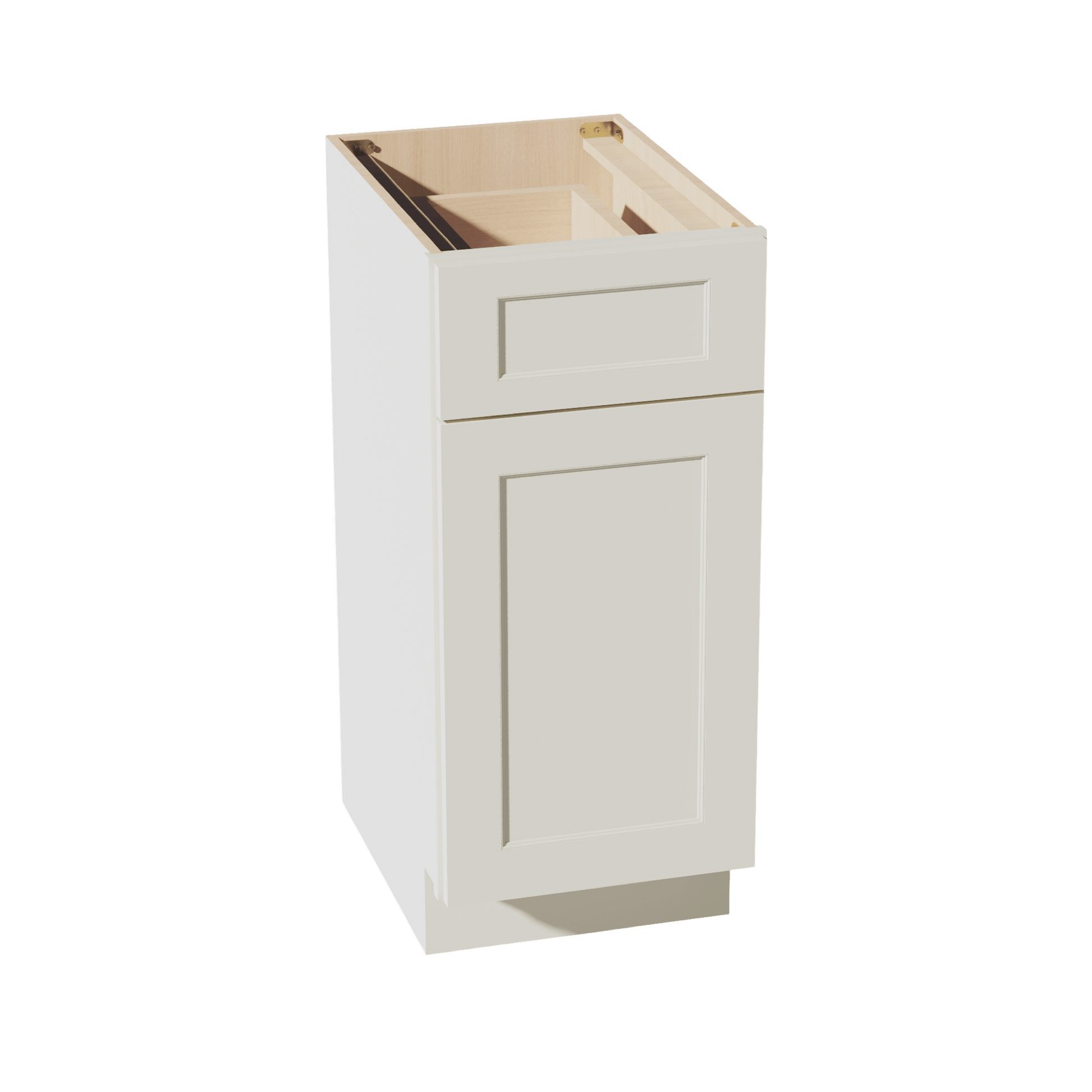 TW - VB1521: Creamy White Shaker 15"W x 34 - 1/2"H x 21"D 1 Door & 1 Drawer Single Door Vanity Base Cabinets - NextCabinets