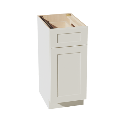 TW - VB1521: Creamy White Shaker 15"W x 34 - 1/2"H x 21"D 1 Door & 1 Drawer Single Door Vanity Base Cabinets - NextCabinets