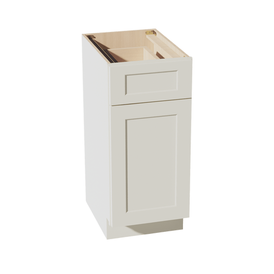 TW - VB1521: Creamy White Shaker 15"W x 34 - 1/2"H x 21"D 1 Door & 1 Drawer Single Door Vanity Base Cabinets - NextCabinets