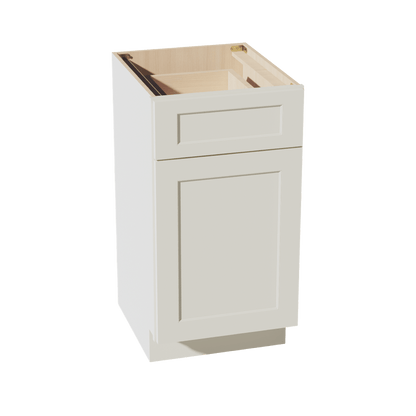 TW - VB1821: Creamy White Shaker 18"W x 34 - 1/2"H x 21"D 1 Door & 1 Drawer Single Door Vanity Base Cabinets - NextCabinets