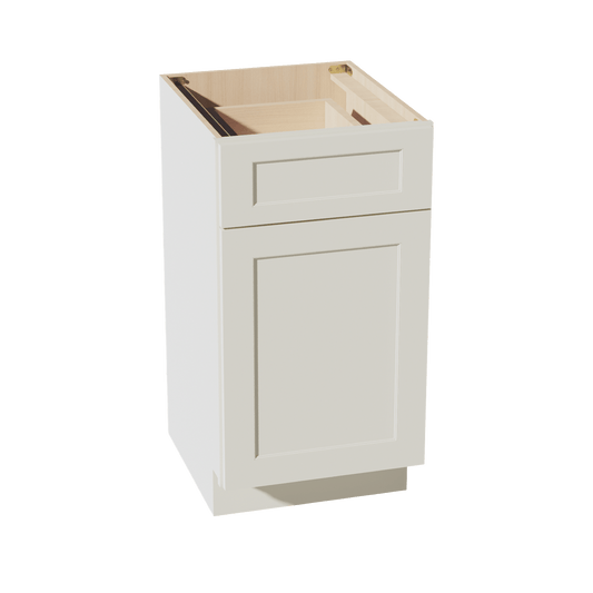 TW - VB1821: Creamy White Shaker 18"W x 34 - 1/2"H x 21"D 1 Door & 1 Drawer Single Door Vanity Base Cabinets - NextCabinets