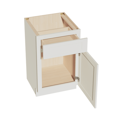 TW - VB2121: Creamy White Shaker 21"W x 34 - 1/2"H x 21"D 1 Door & 1 Drawer Single Door Vanity Base Cabinets - NextCabinets