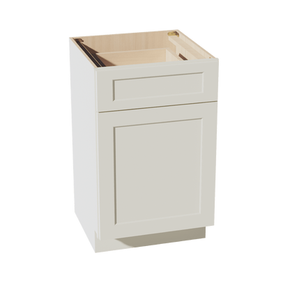 TW - VB2121: Creamy White Shaker 21"W x 34 - 1/2"H x 21"D 1 Door & 1 Drawer Single Door Vanity Base Cabinets - NextCabinets
