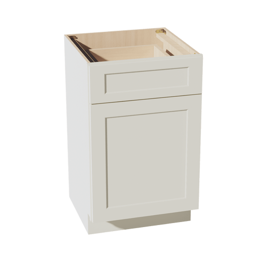 TW - VB2121: Creamy White Shaker 21"W x 34 - 1/2"H x 21"D 1 Door & 1 Drawer Single Door Vanity Base Cabinets - NextCabinets