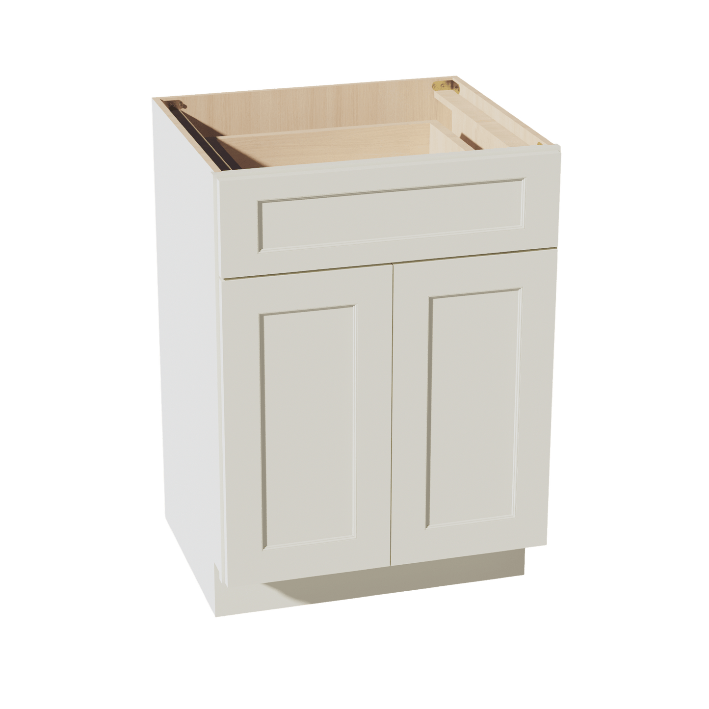 TW - VB2421: Creamy White Shaker 24"W x 34 - 1/2"H x 21"D 2 Doors & 1 Drawer Double Door Vanity Base Cabinets - NextCabinets