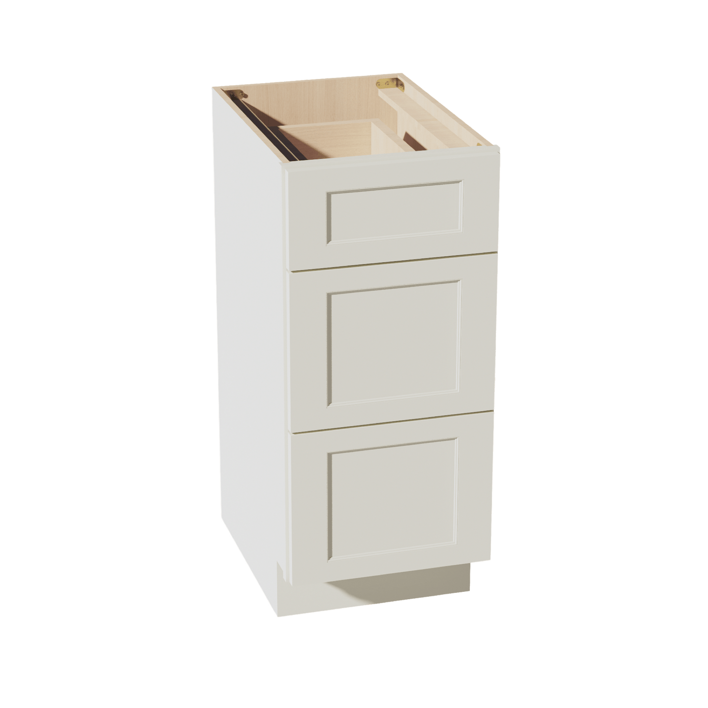 TW - VDB1521: Creamy White Shaker 15"W x 34 - 1/2"H x 21"D 3 Drawers Vanity Base Cabinets - NextCabinets