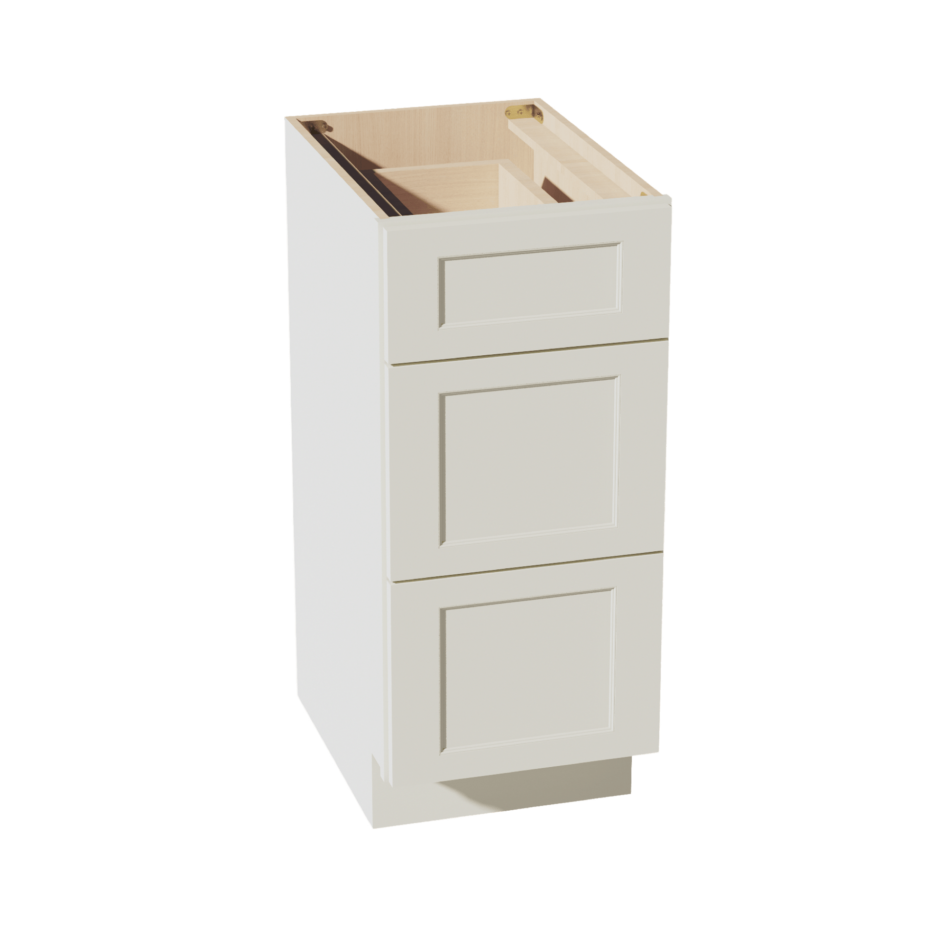 TW - VDB1521: Creamy White Shaker 15"W x 34 - 1/2"H x 21"D 3 Drawers Vanity Base Cabinets - NextCabinets