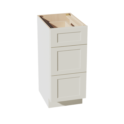 TW - VDB1521: Creamy White Shaker 15"W x 34 - 1/2"H x 21"D 3 Drawers Vanity Base Cabinets - NextCabinets