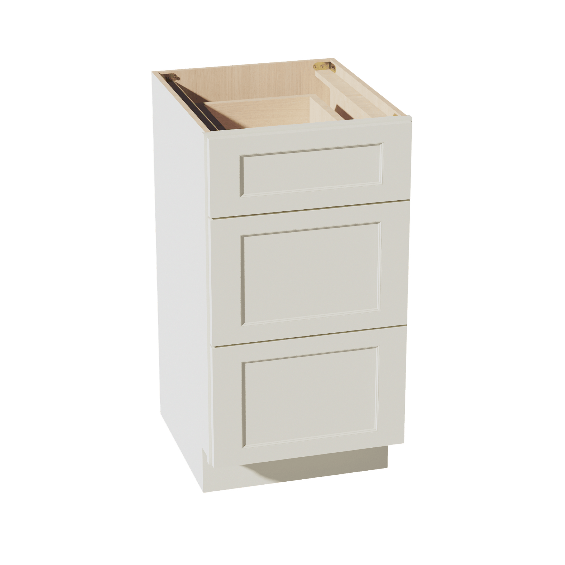 TW - VDB1821: Creamy White Shaker 18"W x 34 - 1/2"H x 21"D 3 Drawers Vanity Base Cabinets - NextCabinets