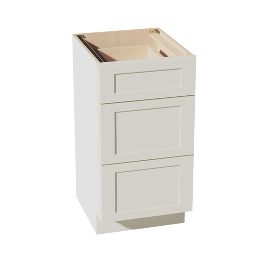 TW - VDB1821: Creamy White Shaker 18"W x 34 - 1/2"H x 21"D 3 Drawers Vanity Base Cabinets - NextCabinets