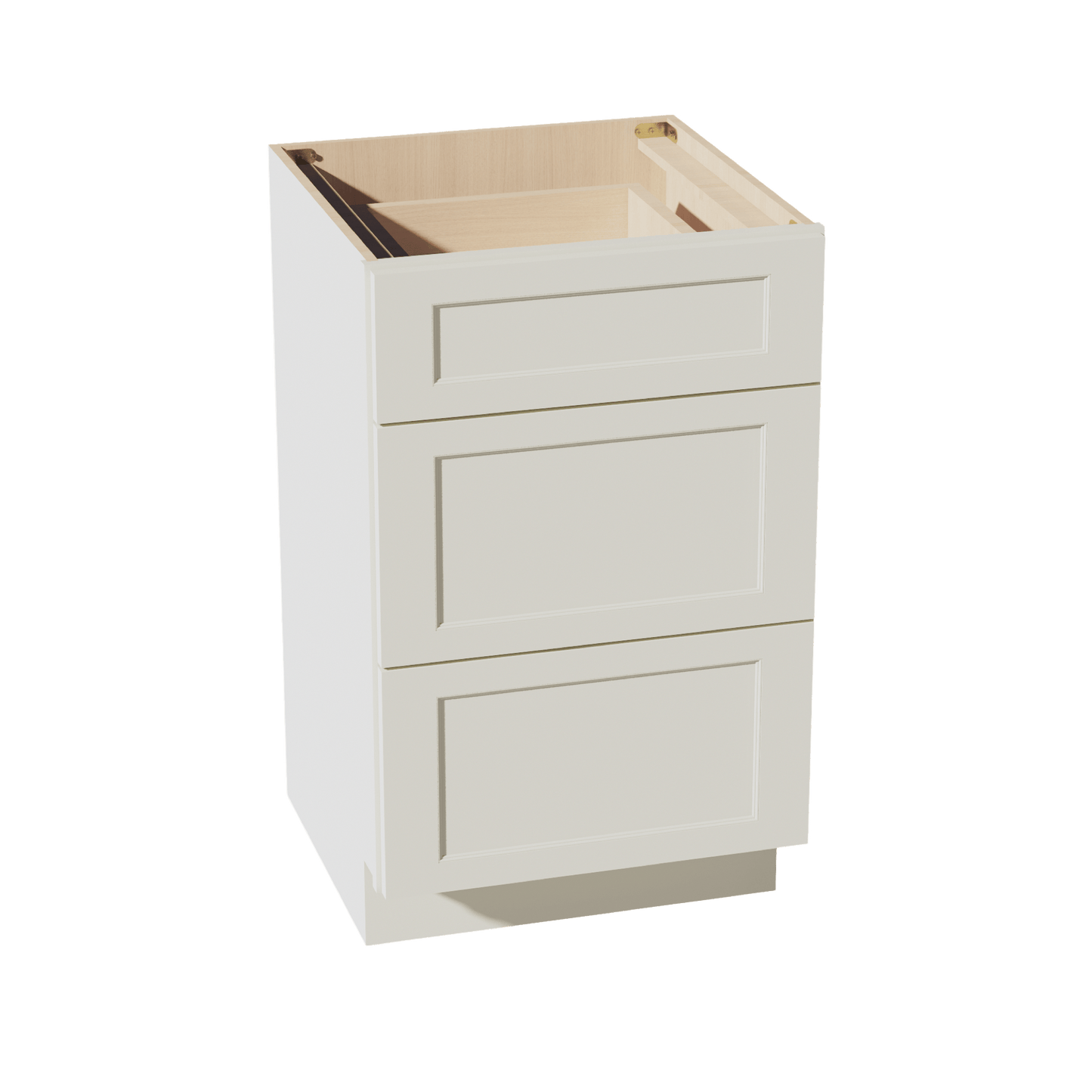 TW - VDB2121: Creamy White Shaker 21"W x 34 - 1/2"H x 21"D 3 Drawers Vanity Base Cabinets - NextCabinets
