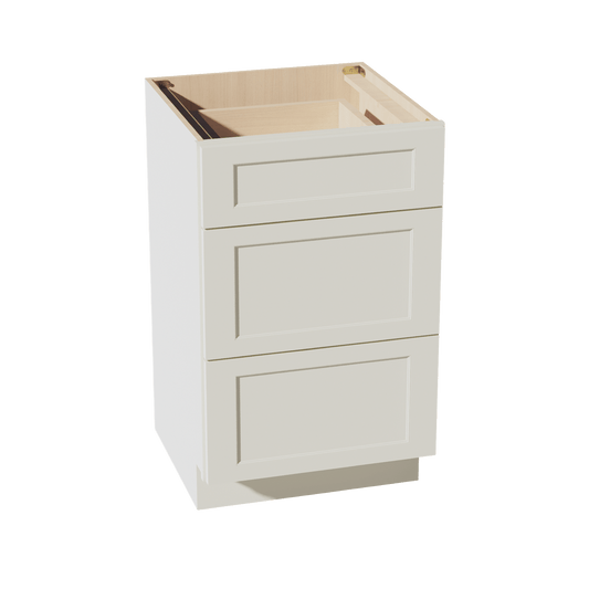 TW - VDB2121: Creamy White Shaker 21"W x 34 - 1/2"H x 21"D 3 Drawers Vanity Base Cabinets - NextCabinets