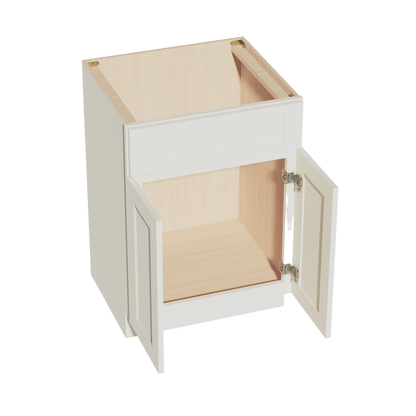 TW - VSB2421: Creamy White Shaker 24"W x 34 - 1/2"H x 21"D 2 Doors & 1 False Drawer Vanity Sink Base Cabinets - NextCabinets