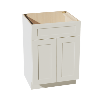 TW - VSB2421: Creamy White Shaker 24"W x 34 - 1/2"H x 21"D 2 Doors & 1 False Drawer Vanity Sink Base Cabinets - NextCabinets