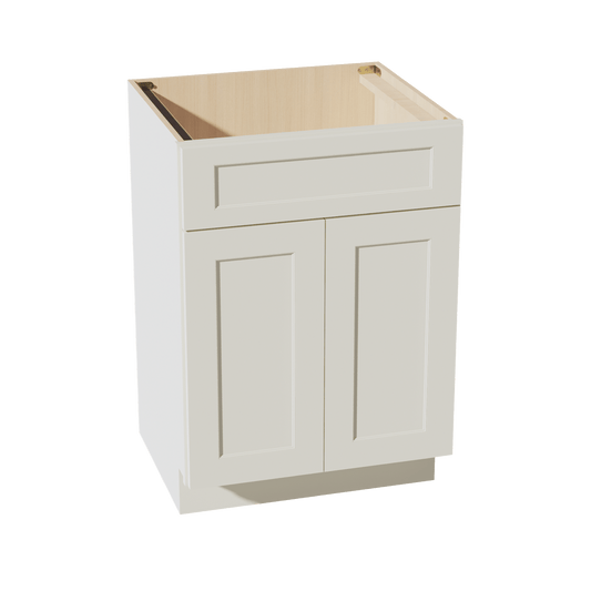TW - VSB2421: Creamy White Shaker 24"W x 34 - 1/2"H x 21"D 2 Doors & 1 False Drawer Vanity Sink Base Cabinets - NextCabinets