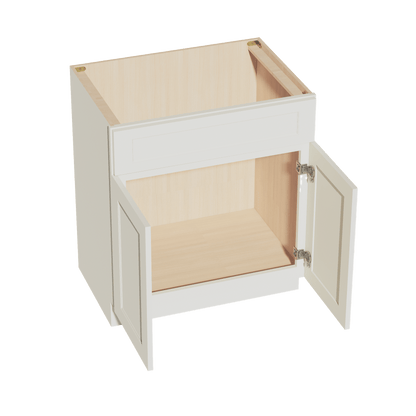 TW - VSB3021: Creamy White Shaker 30"W x 34 - 1/2"H x 21"D 2 Doors & 1 False Drawer Vanity Sink Base Cabinets - NextCabinets