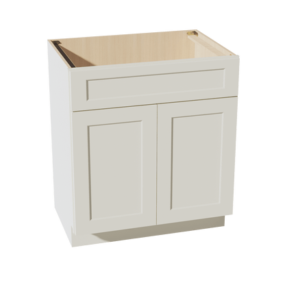 TW - VSB3021: Creamy White Shaker 30"W x 34 - 1/2"H x 21"D 2 Doors & 1 False Drawer Vanity Sink Base Cabinets - NextCabinets