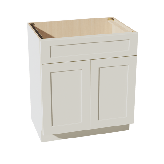 TW - VSB3021: Creamy White Shaker 30"W x 34 - 1/2"H x 21"D 2 Doors & 1 False Drawer Vanity Sink Base Cabinets - NextCabinets