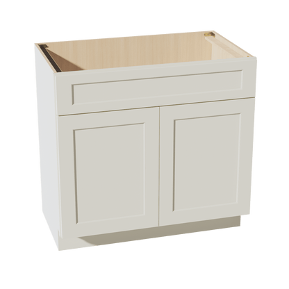 TW - VSB3621: Creamy White Shaker 36"W x 34 - 1/2"H x 21"D 2 Doors & 1 False Drawer Vanity Sink Base Cabinets - NextCabinets