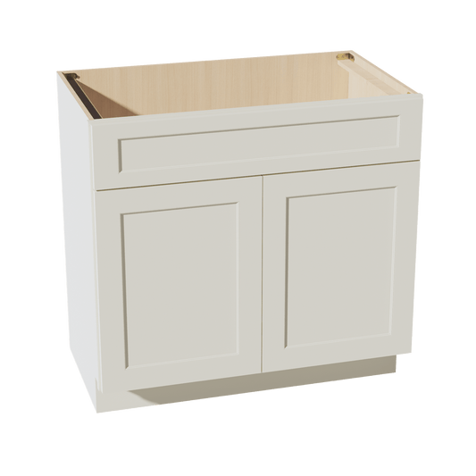 TW - VSB3621: Creamy White Shaker 36"W x 34 - 1/2"H x 21"D 2 Doors & 1 False Drawer Vanity Sink Base Cabinets - NextCabinets