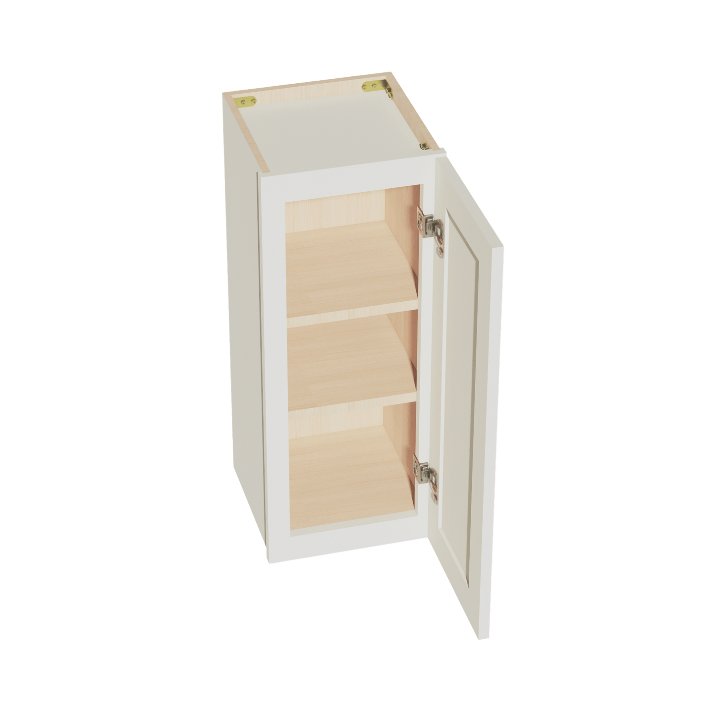 TW - W1230: Creamy White Shaker 12"W x 30"H 1 Door & 2 Shelves Standard Wall Cabinet - NextCabinets