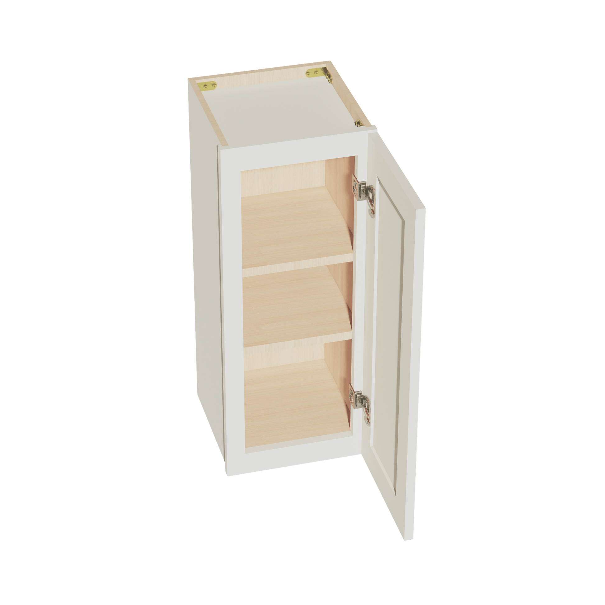 TW - W1230: Creamy White Shaker 12"W x 30"H 1 Door & 2 Shelves Standard Wall Cabinet - NextCabinets