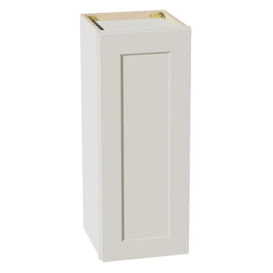 TW - W1230: Creamy White Shaker 12"W x 30"H 1 Door & 2 Shelves Standard Wall Cabinet - NextCabinets