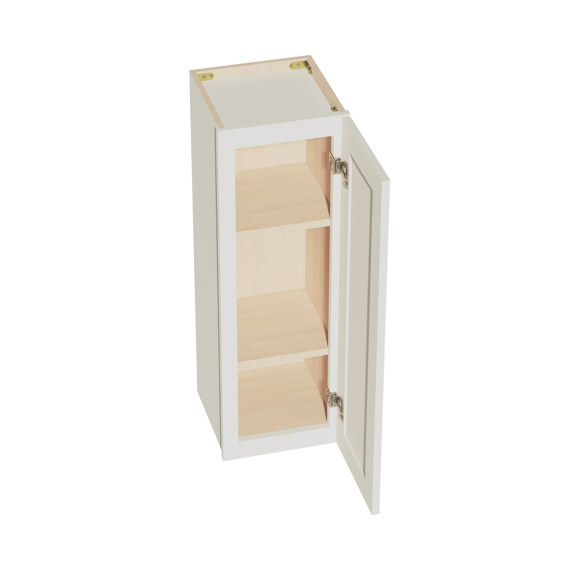 TW - W1236: Creamy White Shaker 12"W x 36"H 1 Door & 2 Shelves Standard Wall Cabinet - NextCabinets